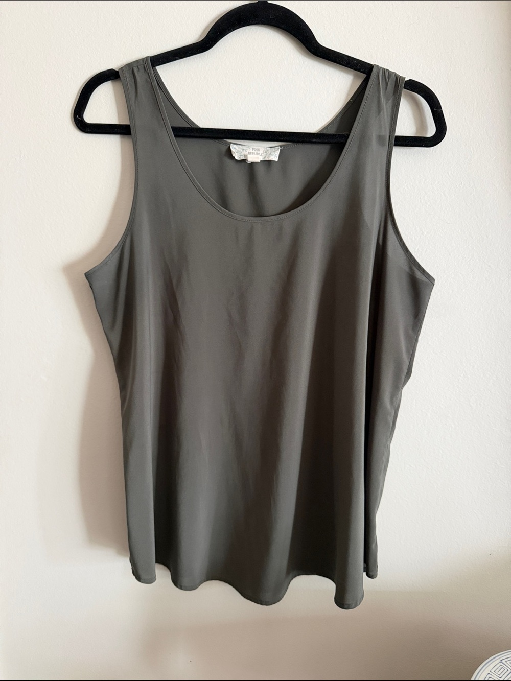 Pink Republic Olive-Grey Scoop Neck Tank Top